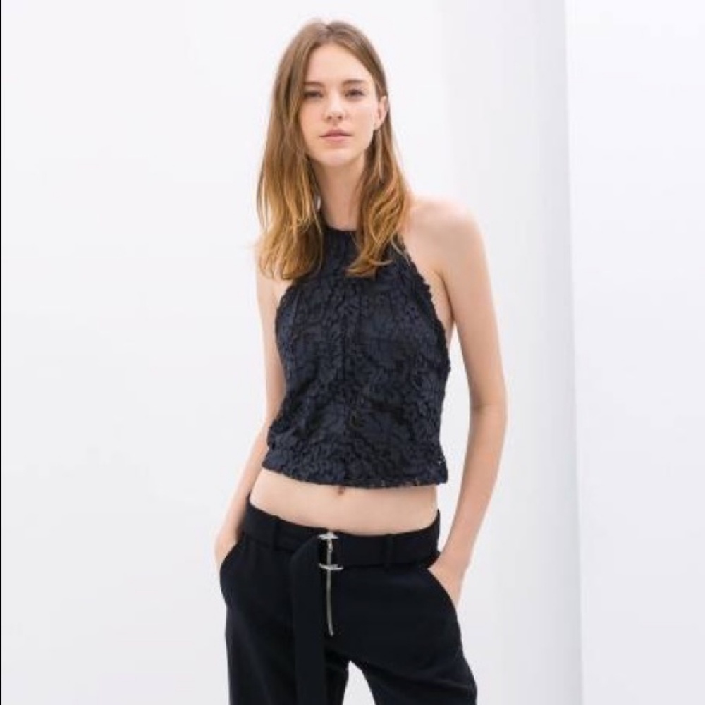 ZARA LACE HALTER TOP NWT